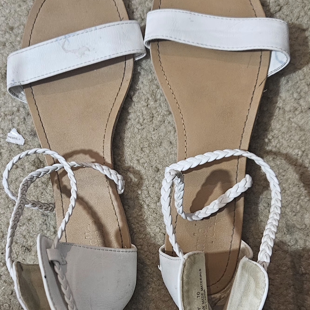 White Braided Strap Sandals